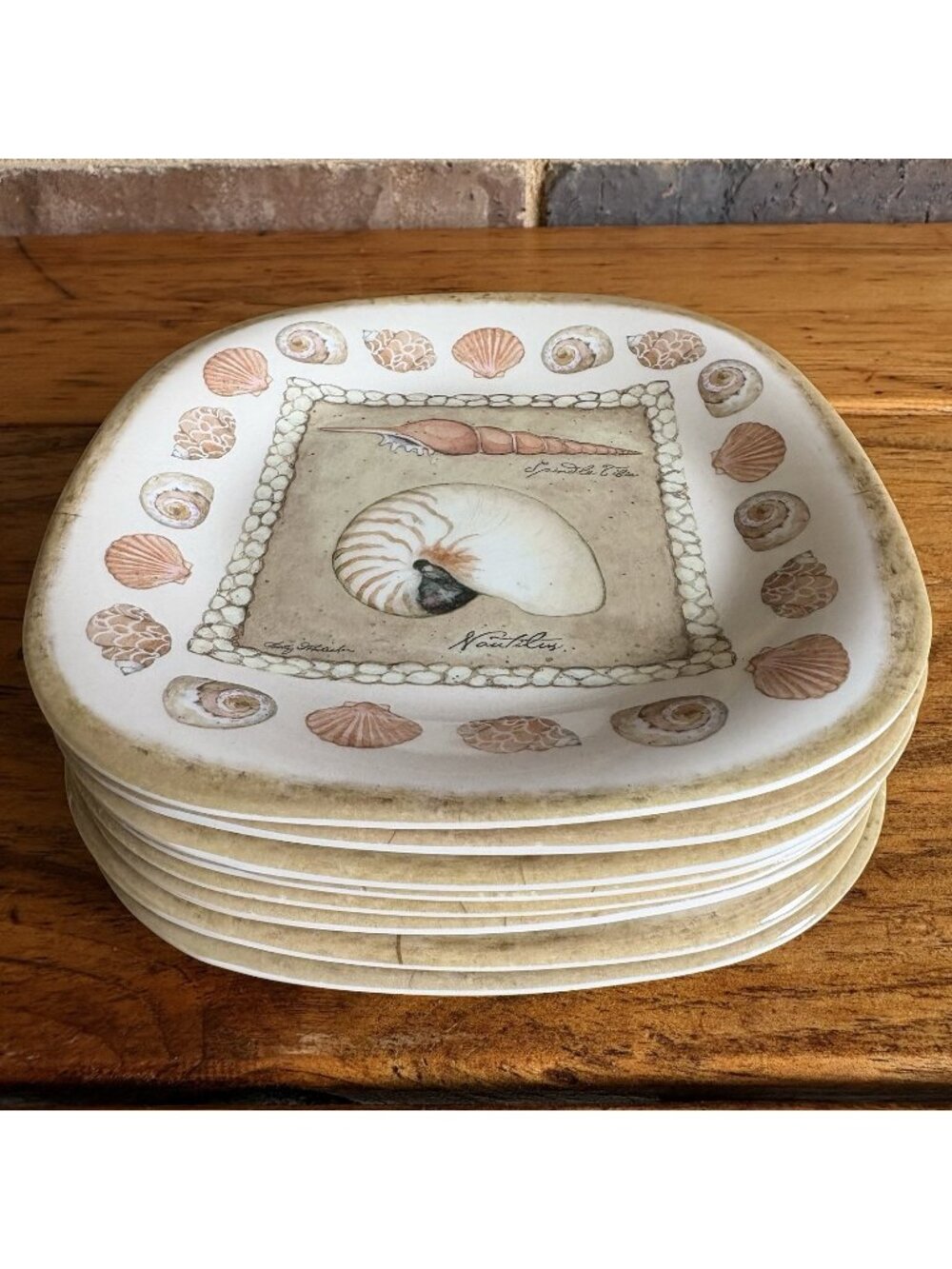 8 Keller Charles Melamine Appetizer Plates Shell Coastal Betty Whiteaker